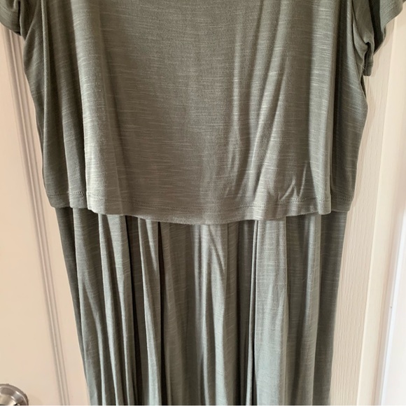 New J. Jill layered jersey knit button back dress english moss with pockets - Picture 8 of 10